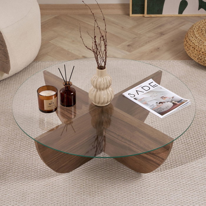 Hanah Home Liya - Venezia Walnut Mesa de Café